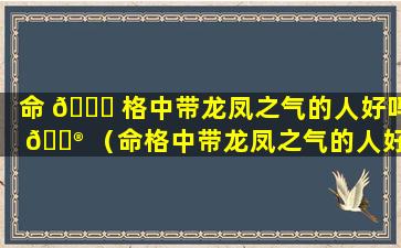 命 🐘 格中带龙凤之气的人好吗 💮 （命格中带龙凤之气的人好吗女生）